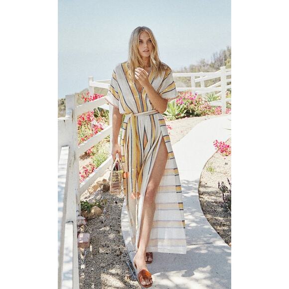 Saylor Patrice Striped Cotton Slit Leg Jumpsuit Size S - Picture 1 of 13